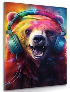 Quadro su tela – Orso con cuffie