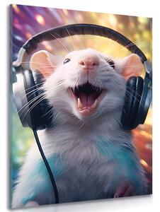 Quadro su tela – Ratto con cuffie