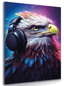 Quadro su tela – Aquila con cuffie