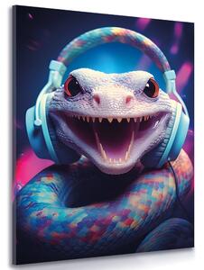 Stampa su tela – Serpente con cuffie