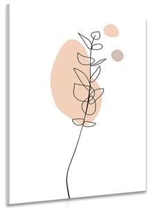 Quadro su tela – Foglia minimalista su sfondo bianco No3
