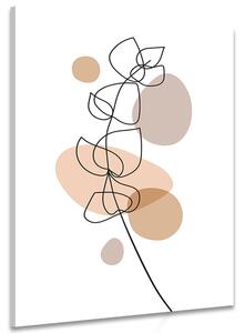Quadro su tela – Foglia minimalista su sfondo bianco No1