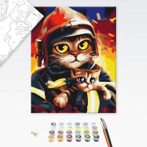 Dipingere con i numeri – Gatto eroico con gattino