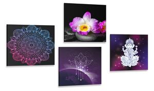 Set di quadri – Natura morta viola Zen con Buddha
