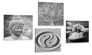Set di quadri – Natura morta Buddha in bianco e nero