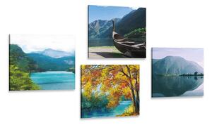 Set di quadri – Imitazione di pittura di lago montano