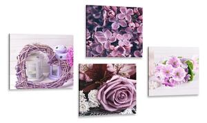 Set di quadri – Natura morta di lavanda con fiori