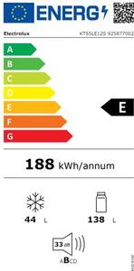 Electrolux Frigorifero da Incasso Doppia Porta Capacit 182 Litri Classe energetica E Raffreddamento Statico - KTS5LE12S Serie 500 ColdSense