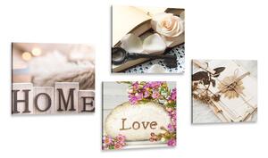 Set di quadri – Natura morta vintage con scritte