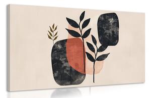 Quadro su tela – Japandi natura morta con foglie