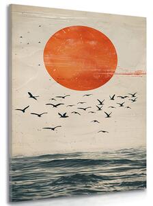 Stampa su tela – Japandi luna sul mare