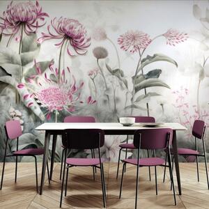 Carta da parati – Fiori avvolti dalla natura con contrasto rosa