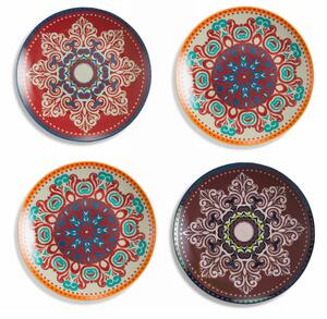 Set 4 Piatti Piani in Porcellana e Gres Multicolor VdE Tivoli 1996 Shiraz