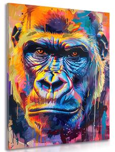Stampa su tela – Gorilla con imitazione di pittura