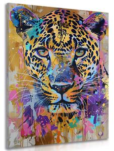 Quadro su tela – Leopardo con imitazione di pittura