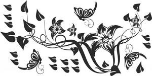 Adesivo murale per interni con fiori, farfalle e foglie 100 x 200 cm