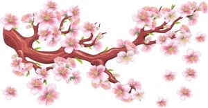 Adesivo murale per interni ramo fiorito con fiori rosa 80 x 160 cm