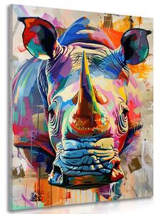 Quadro su tela – Rinoceronte con imitazione di pittura