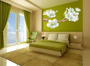 Adesivo murale per interni ramo di ciliegio in fiore 80 x 160 cm