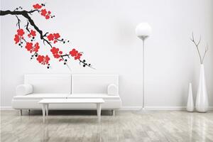Adesivo murale per interni ramo con fiori in fiore 60 x 120 cm