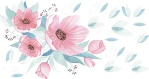 Adesivo murale per interni bouquet di fiori rosa 50 x 100 cm