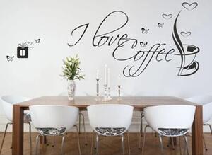 Adesivo murale con testo I LOVE COFFEE 50 x 100 cm