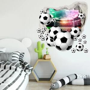 Adesivo murale Palloni da calcio 3D con sfondo stadio 120 x 120 cm