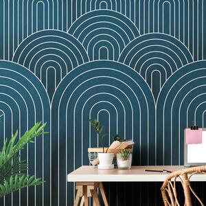 Carta da parati – Motivo arcobaleno blu Mid-Century