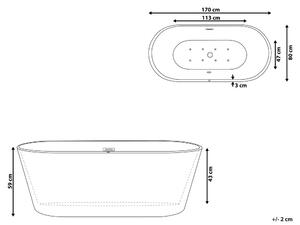 Vasca idromassaggio freestanding bianca sanitaria in acrilico singolo 170 x 80 cm ovale dal design moderno Beliani