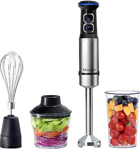 Black & Decker Frullatore ad Immersione Minipimer Potenza 1200 watt con 20 Velocit e Lame in Acciaio Inox colore Grigio