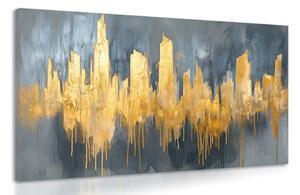 Stampa su tela – Pittura a olio astratta dorata