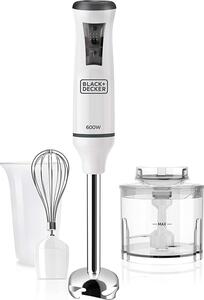 Black & Decker Frullatore ad Immersione Minipimer Potenza 600 watt 20 Velocit + Funzione Turbo colore Bianco - BXHBA600E