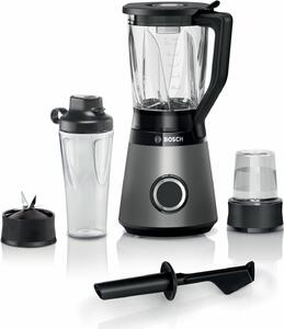 Bosch Frullatore con Bicchiere Capacit 1.5 Litri Potenza 1200 Watt 2 Velocit + Pulse con Accessori colore Nero e Argento - MMB6177S VitaPower Ser