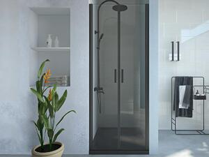 Porta della doccia a battente 80 x 195 cm Vetro temperato Nero opaco - SARASOTA