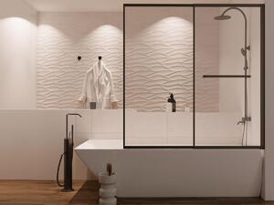 Parete per vasca da bagno scorrevole con portasciugamani 120 x 140 cm Nero opaco - WAIMEA