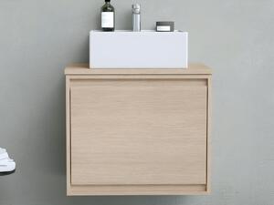 Mobile per bagno sospeso con lavabo da appoggio 60 cm Placcatura Rovere - MESLIVA