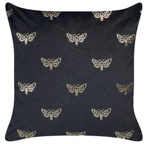 Set di 2 cuscini sparsi in velluto nero 45 x 45 cm Cuscino da lancio con motivo a farfalla Sfoderabile con imbottitura Beliani
