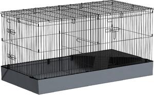 AllMyPets Gabbia per Animali Piccoli 2 in 1 Coperchio Rimovibile e Sezioni Separate 121x61x61 cm colore Nero - K633BK