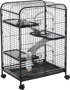AllMyPets Gabbia per Roditori con Ruote Ciotola e Bottiglia 64x43.5x93cm Nero - 158ekD51