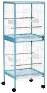 AllMyPets Gabbia per Uccelli 2 in 1 Voliera da Interni con 4 Ruote e Vassoi Estraibili 51.5x50x140cm