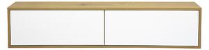 Mobile TV da parete finitura bianca e legno chiaro rovere L140 cm FLEXO