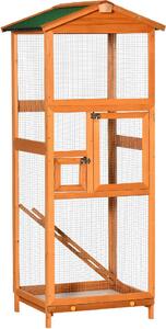 AllMyPets Gabbia per Uccelli Alta 165cm in Legno da Esterno con 2 Porte e Vassoio Estraibile Arancione - 004V00OG-D10