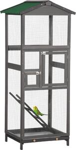 AllMyPets Gabbia per Uccelli Alta 165cm in Legno da Esterno con 2 Porte e Vassoio Estraibile colore Grigio Chiaro - U5060LG