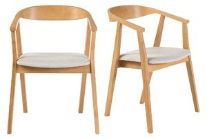 Sedie scandinave in legno chiaro e tessuto effetto velluto testurizzato beige (lotto di 2) BAHIA