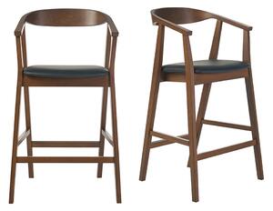 Sgabelli da bar scandinavi neri e legno scuro H66,5 cm (lotto di 2) BAHIA