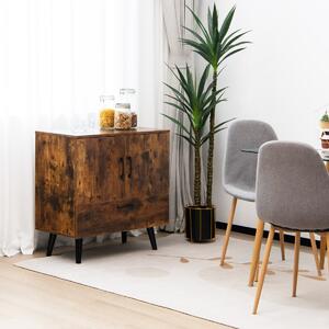 Costway Mobiletto portaoggetti moderno con 2 ante 1 cassetto e 4 gambe, Credenza da buffet da terra Marrone rustico