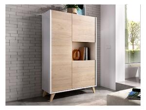 Credenza alta con 3 ante e 1 nicchia Quercia e Bianco - KOLYMA