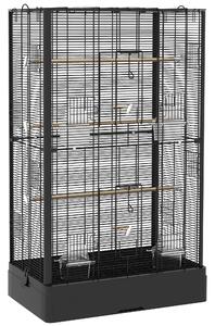 AllMyPets Gabbia per Uccelli con Vassoio Estraibile e Posatoi, Voliera per Pappagalli, 61x36.5x98 cm colore Nero - R400BK