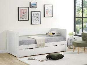 Letto a scomparsa con cassetto - 90 x 190 o 174 x 190 cm - Pino e MDF - con rete a pettine e cassetto - Bianco ALFIERO II