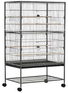 AllMyPets Gabbia per Uccelli da Interni in Legno con Vassoio 4 Ruote e Trespolo 78x52x132cm